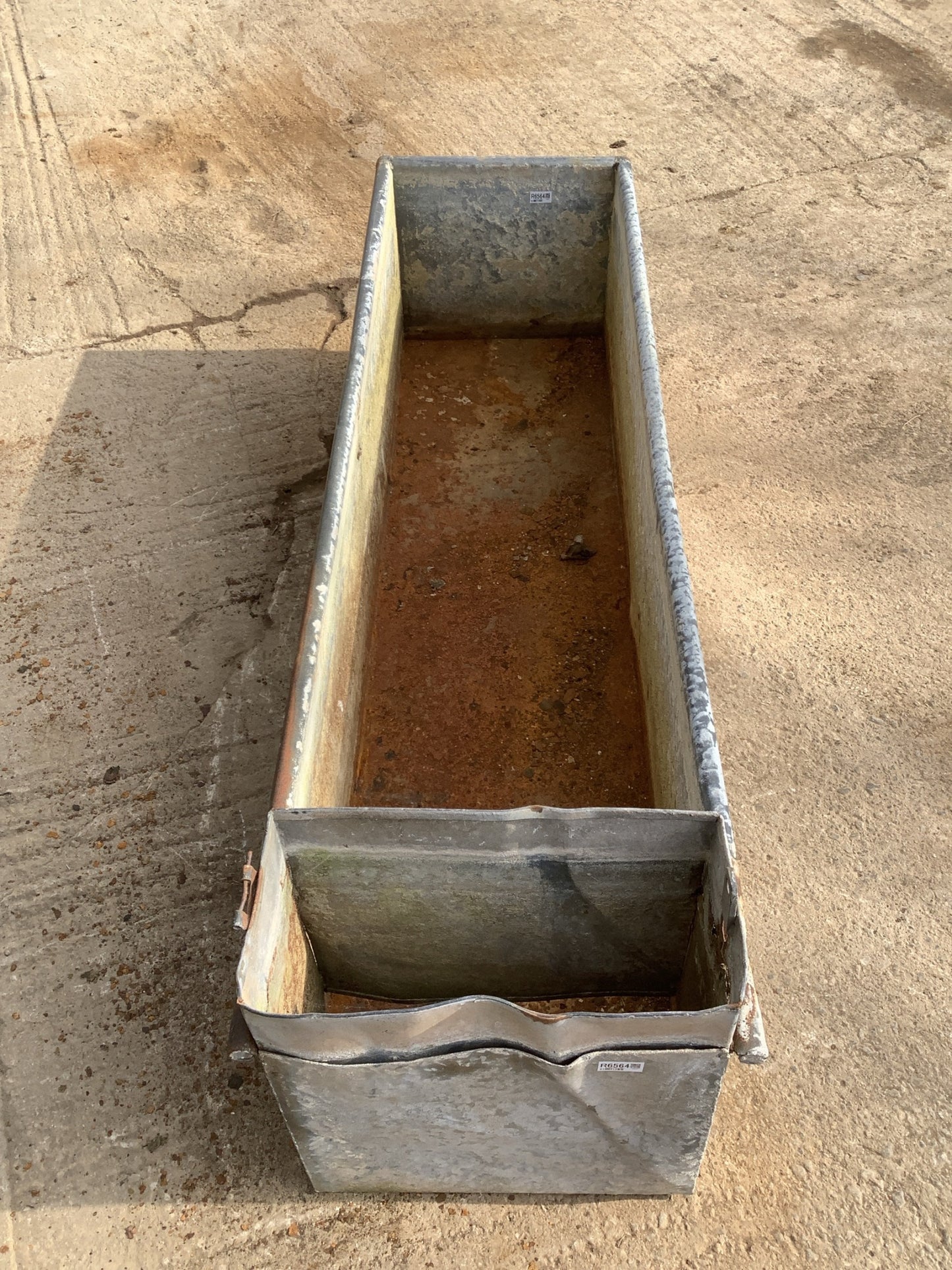 1'7"H 1'8" W Old Long Weathered Galvanised Metal Planter Trough