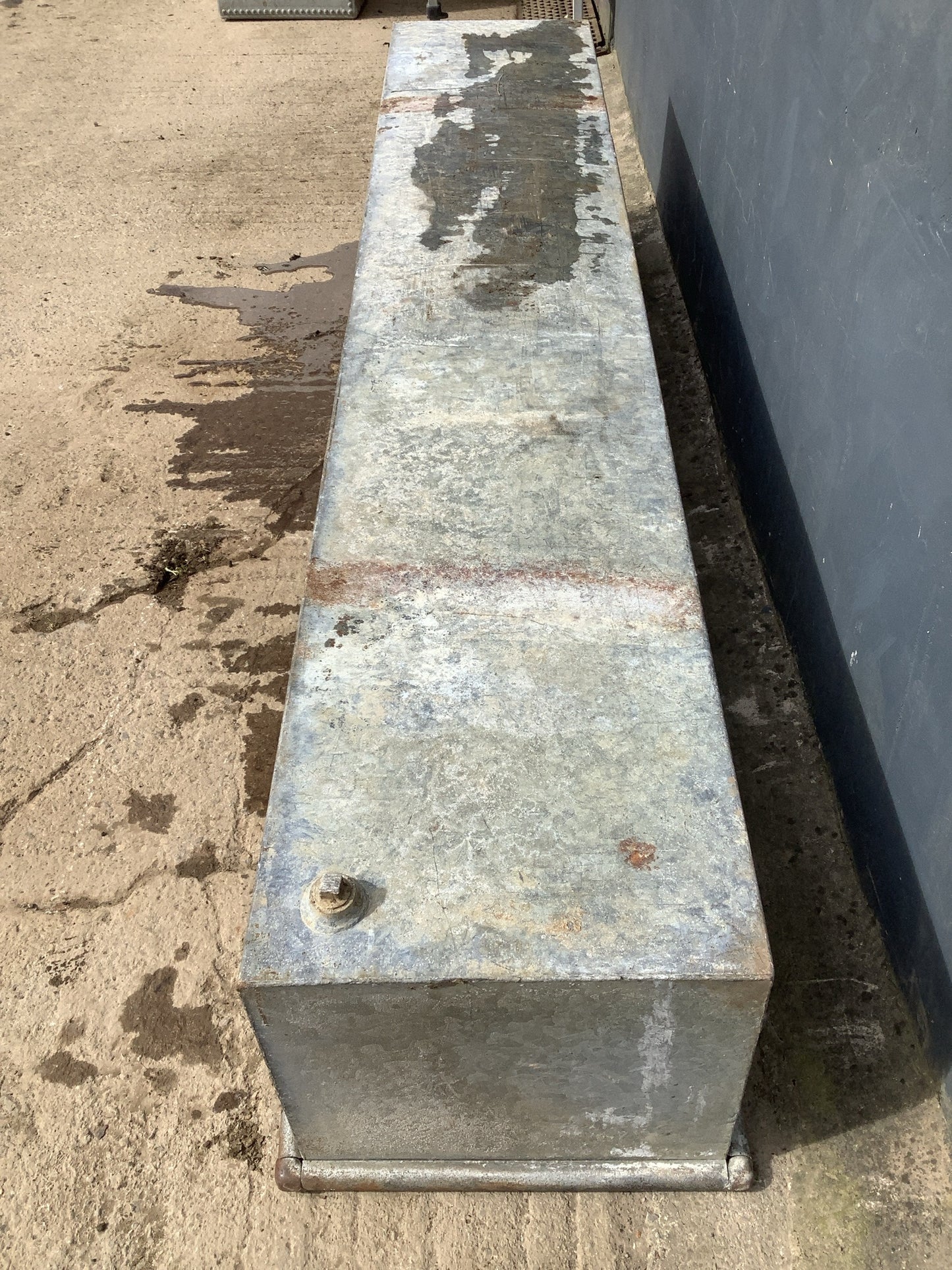 8’ Beautiful Old Long Tarnished Galvanized Metal Planter Water Trough