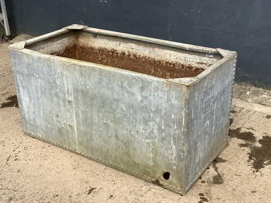 4’ Beautiful Old Deep Vintage Riveted Tarnished Galvanized Metal Garden Planter