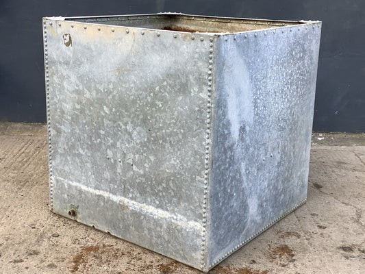 4’ Fantastic Large Old Deep Tarnished Galvanized Riveted Metal Water Planter