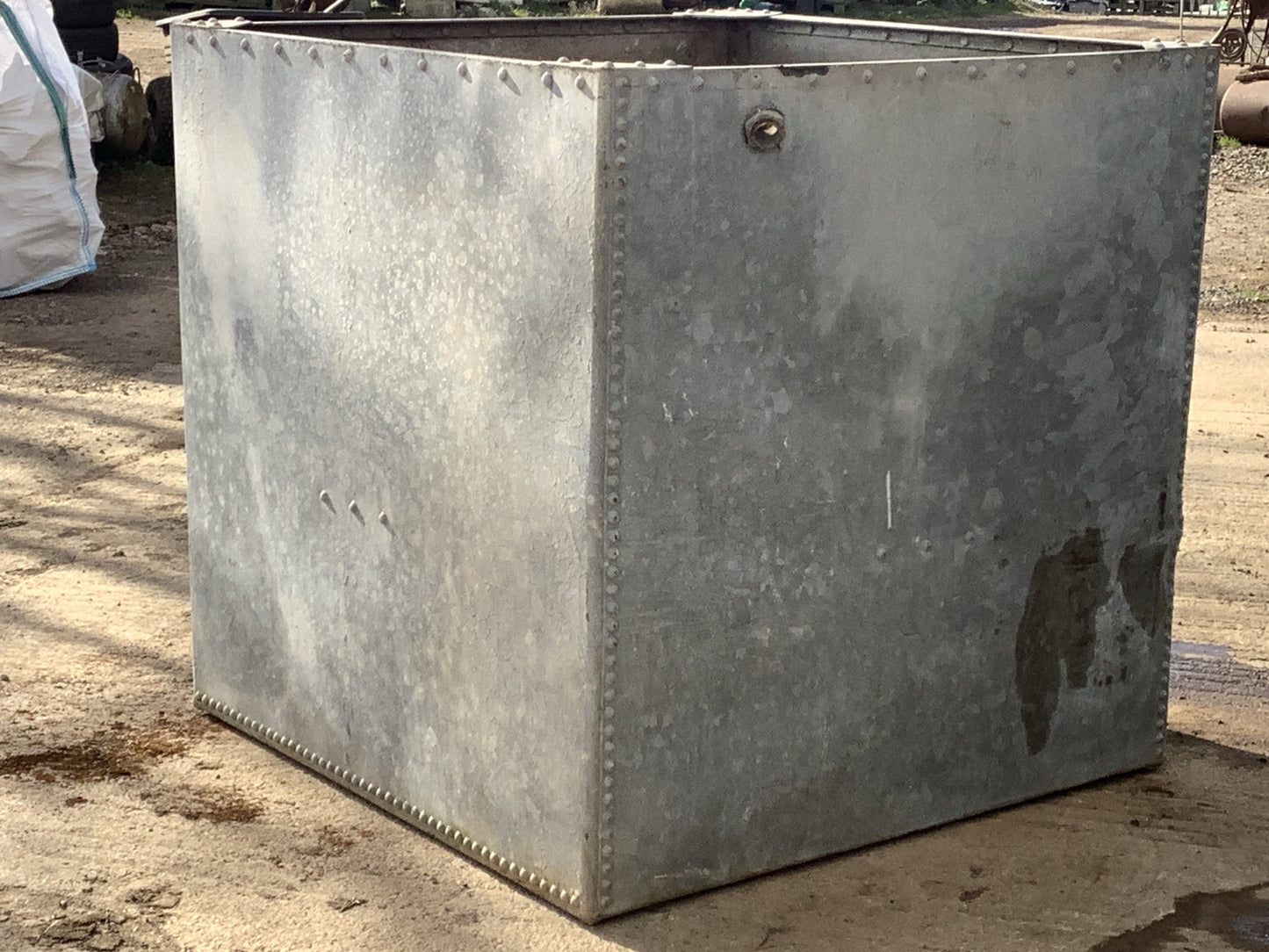 4’ Fantastic Large Old Deep Tarnished Galvanized Riveted Metal Water Planter