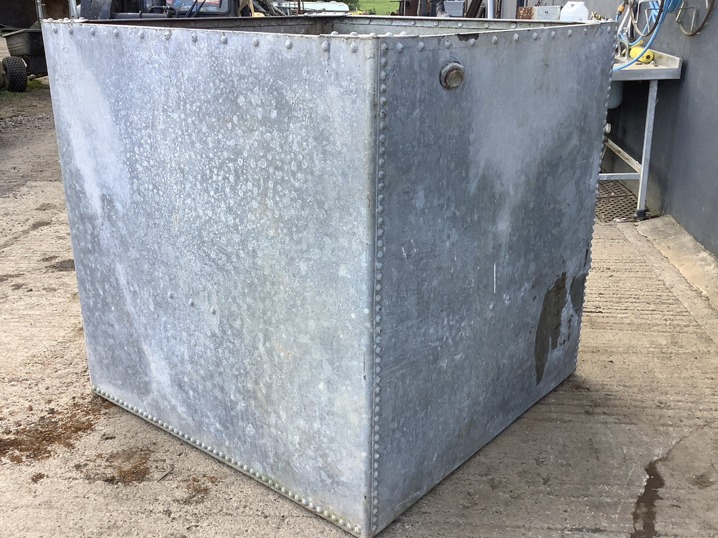 4’ Fantastic Large Old Deep Tarnished Galvanized Riveted Metal Water Planter