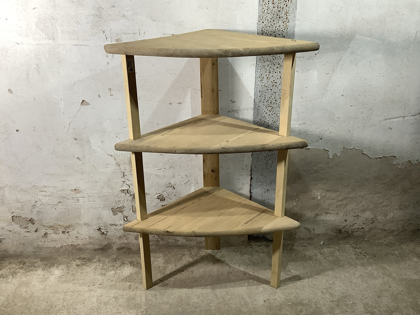 Lovely Old Reclaimed Freestanding Pine Sanded Corner Shelves 3'3"H 2'3" W