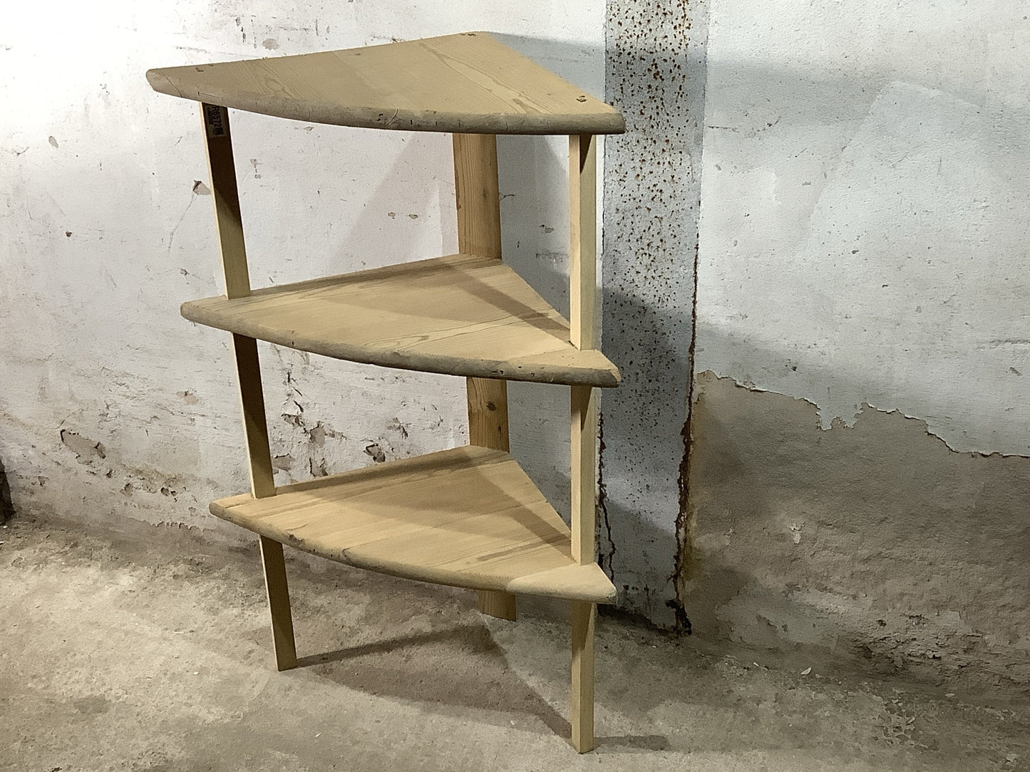 Lovely Old Reclaimed Freestanding Pine Sanded Corner Shelves 3'3"H 2'3" W