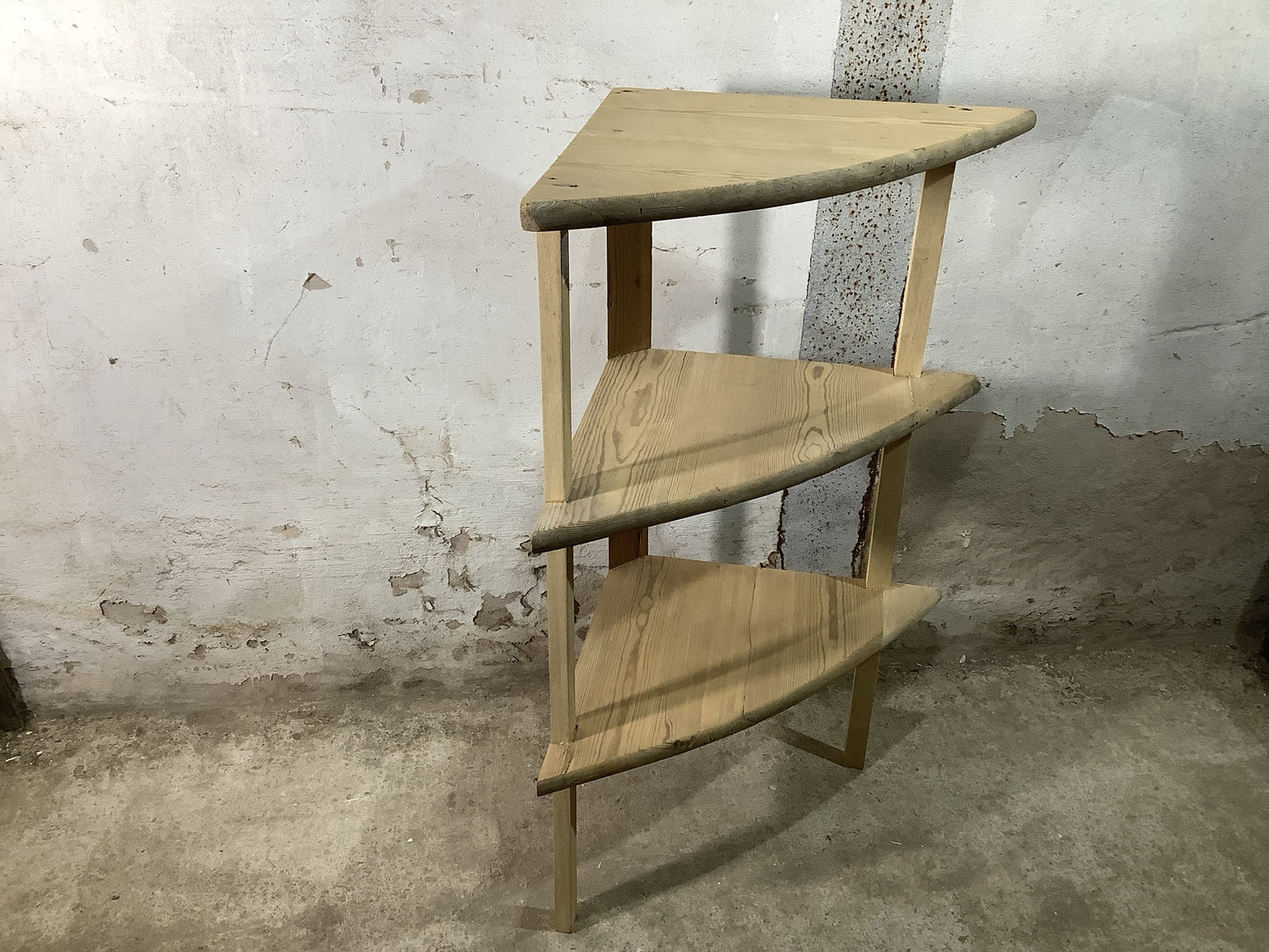 Lovely Old Reclaimed Freestanding Pine Sanded Corner Shelves 3'3"H 2'3" W