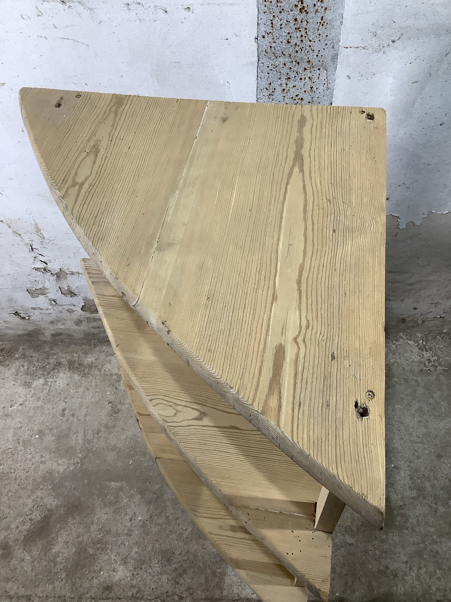 Lovely Old Reclaimed Freestanding Pine Sanded Corner Shelves 3'3"H 2'3" W