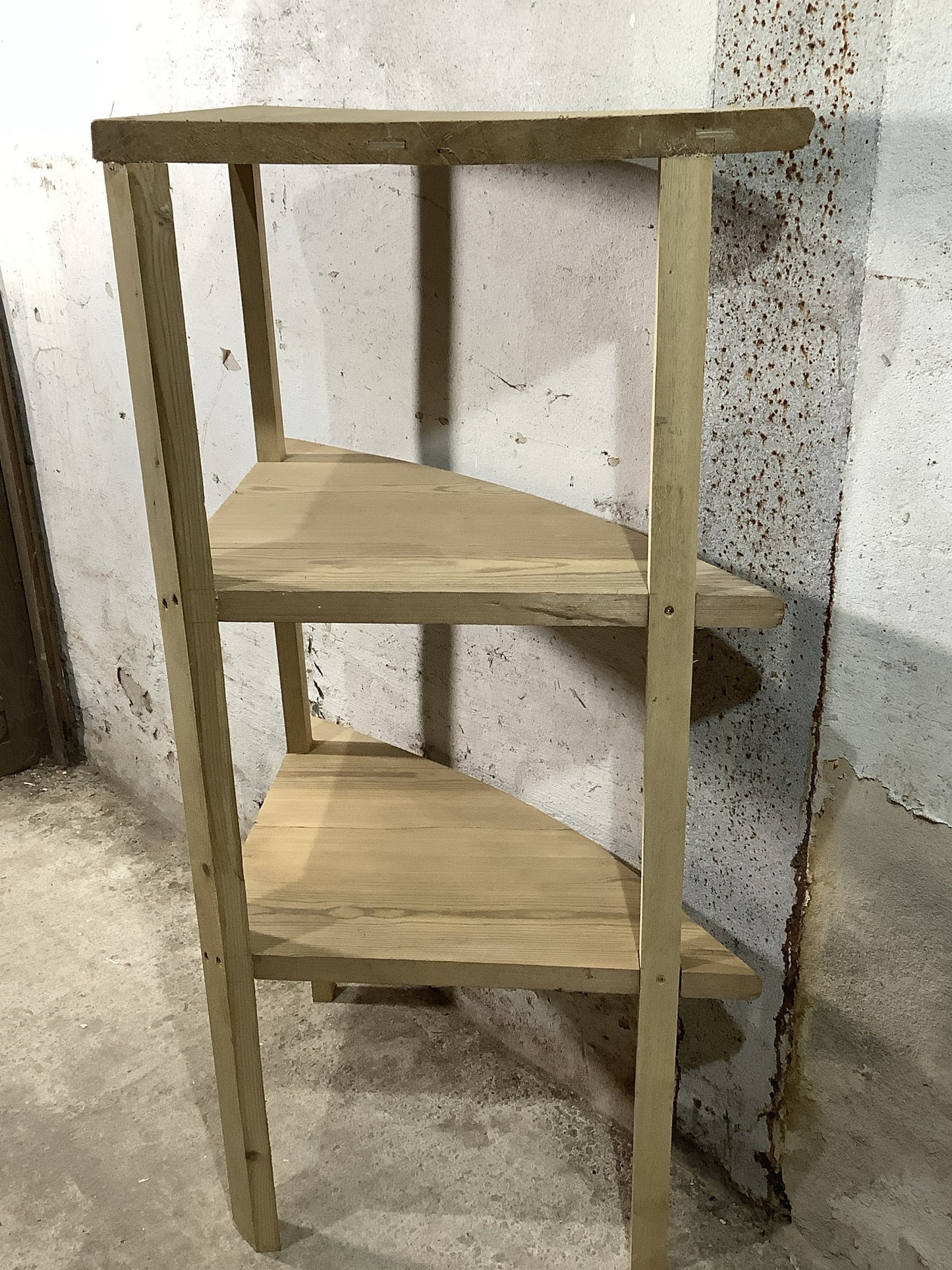 Lovely Old Reclaimed Freestanding Pine Sanded Corner Shelves 3'3"H 2'3" W
