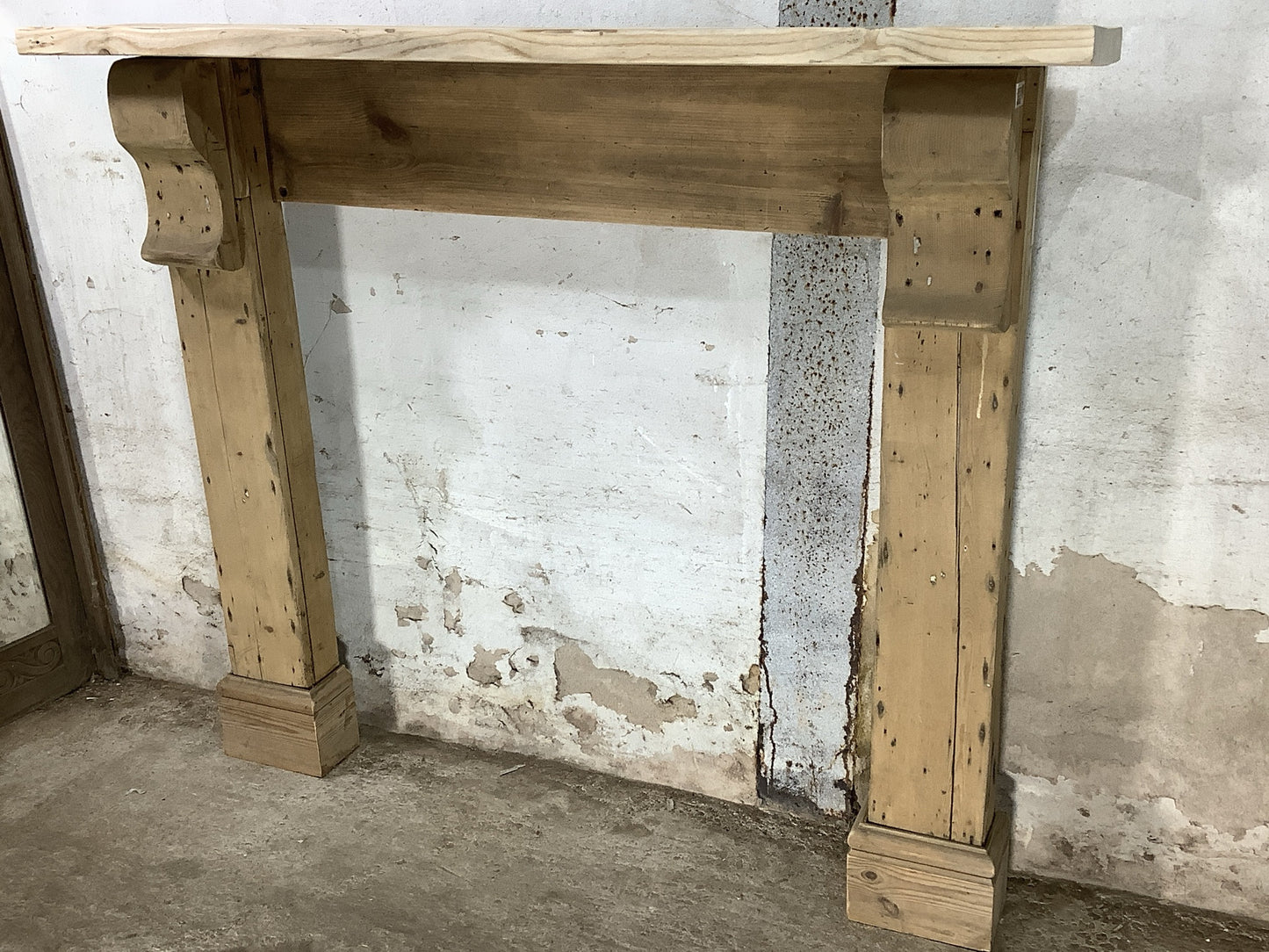 Large Rustic Reclaimed Stripped Old Wooden Pine Fire Surround