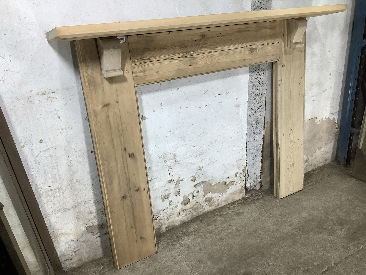 Large Reclaimed Rustic Old Stripped Wooden Pine Fire Surround 3'10"H 5'2" W