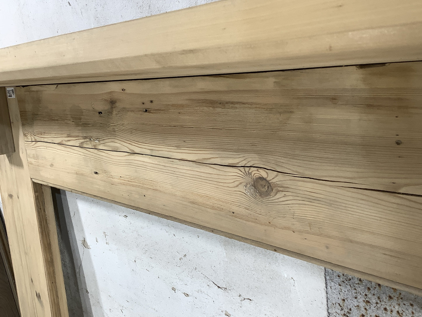 Large Reclaimed Rustic Old Stripped Wooden Pine Fire Surround 3'10"H 5'2" W