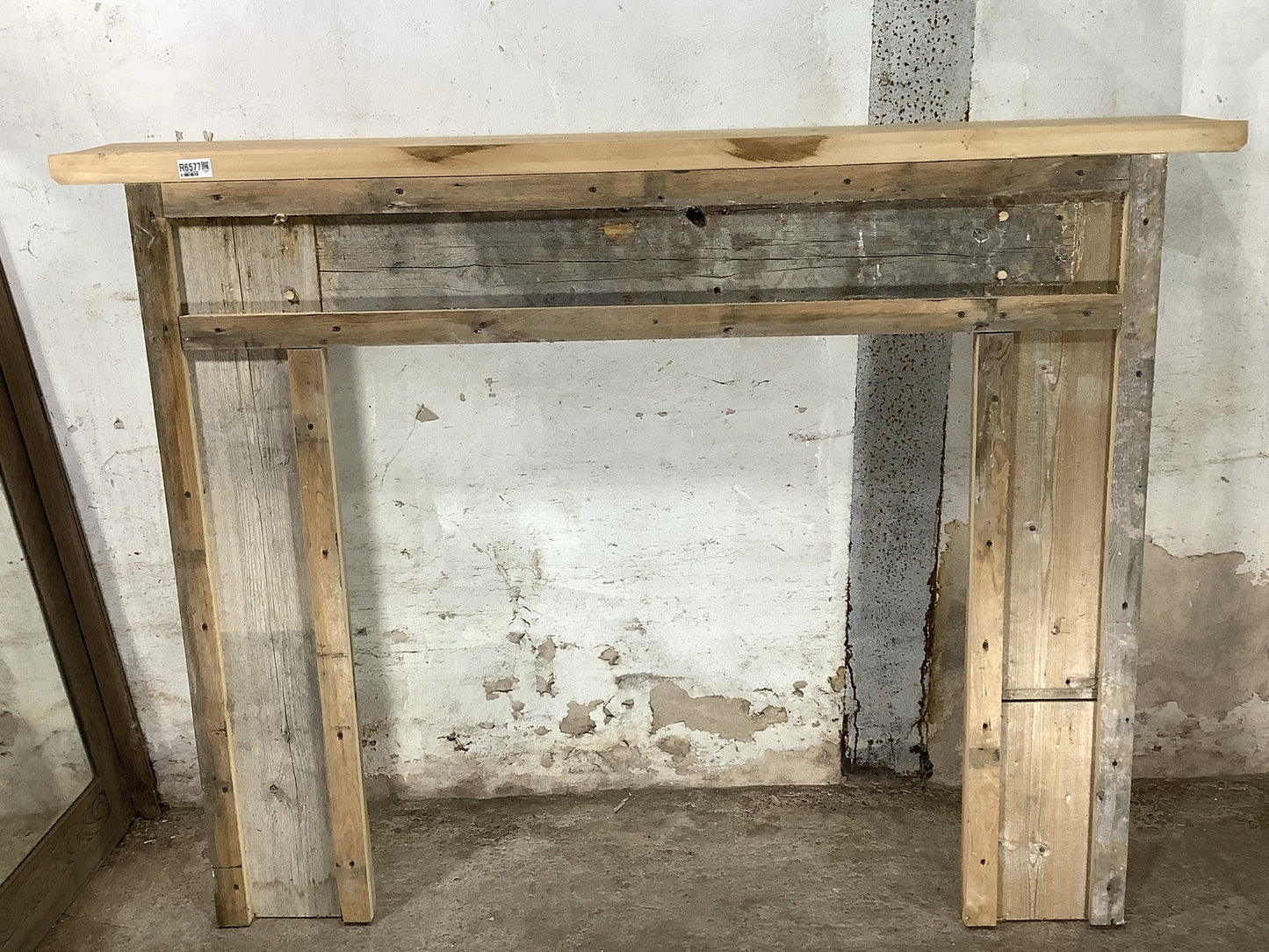 Large Reclaimed Rustic Old Stripped Wooden Pine Fire Surround 3'10"H 5'2" W