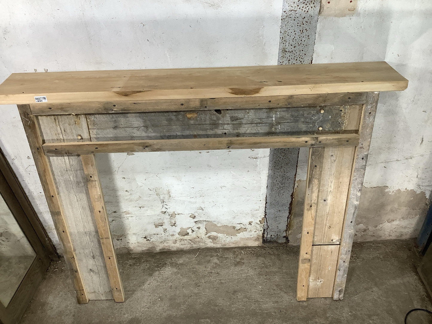 Large Reclaimed Rustic Old Stripped Wooden Pine Fire Surround 3'10"H 5'2" W