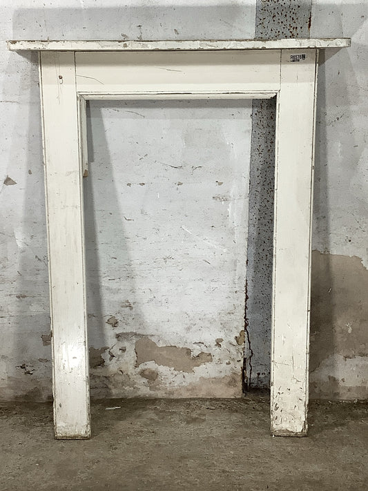 Rustic White Vintage Small Simple Painted Pine Wooden Fire Surround 3'8"H 2'11" W