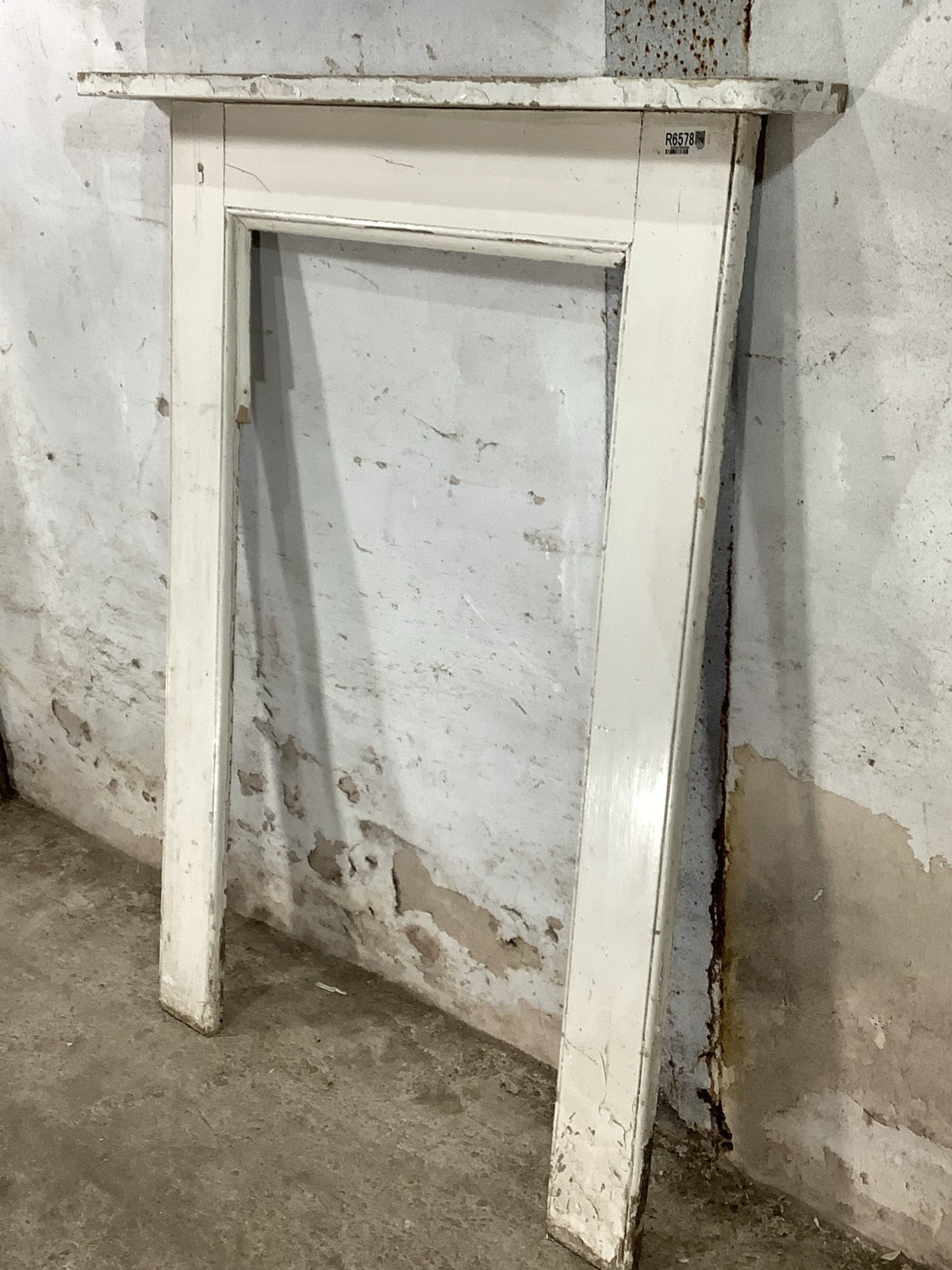 Rustic White Vintage Small Simple Painted Pine Wooden Fire Surround 3'8"H 2'11" W