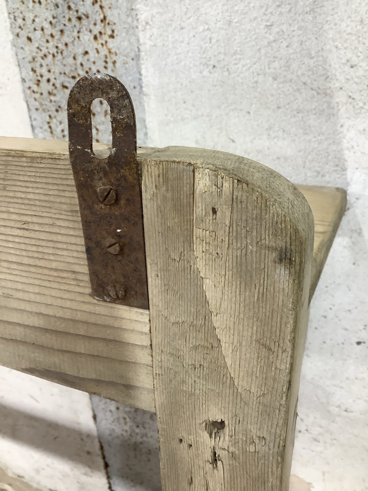 Reclaimed Victorian Waxed Pine Wooden Wall Hanging Shelf 3’3"H 4'2" W