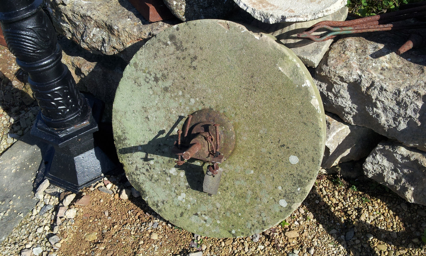 Large Antique Millstone Sharpening Wheel 24" Diameter