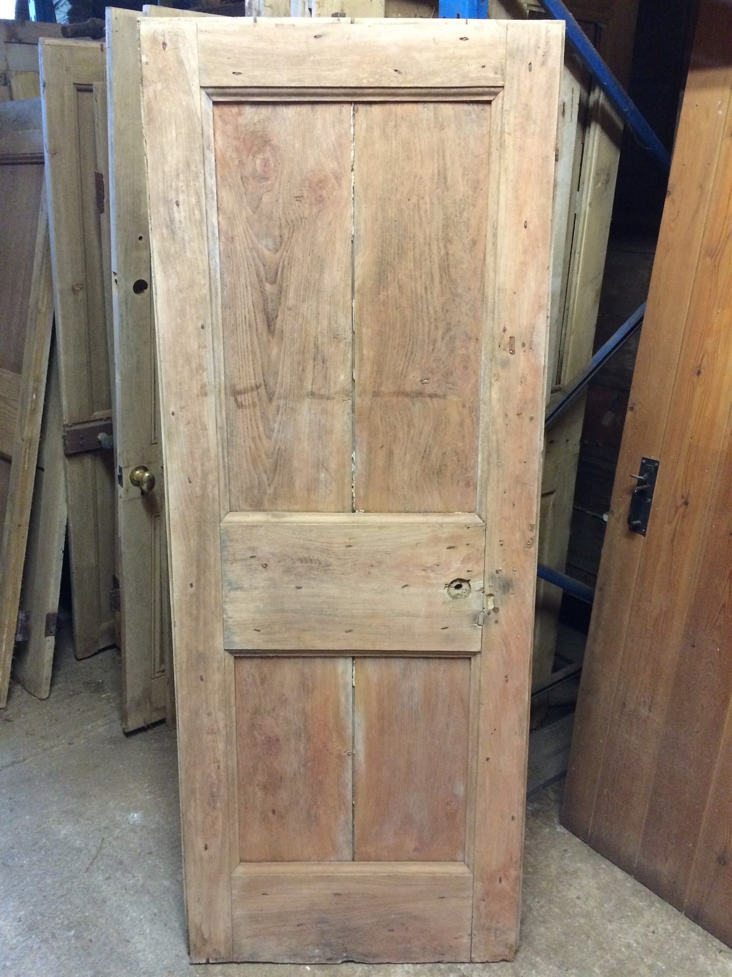 29" X 79 5/8" Reclaimed Rustic 4 Panel Plank Period Elm Door