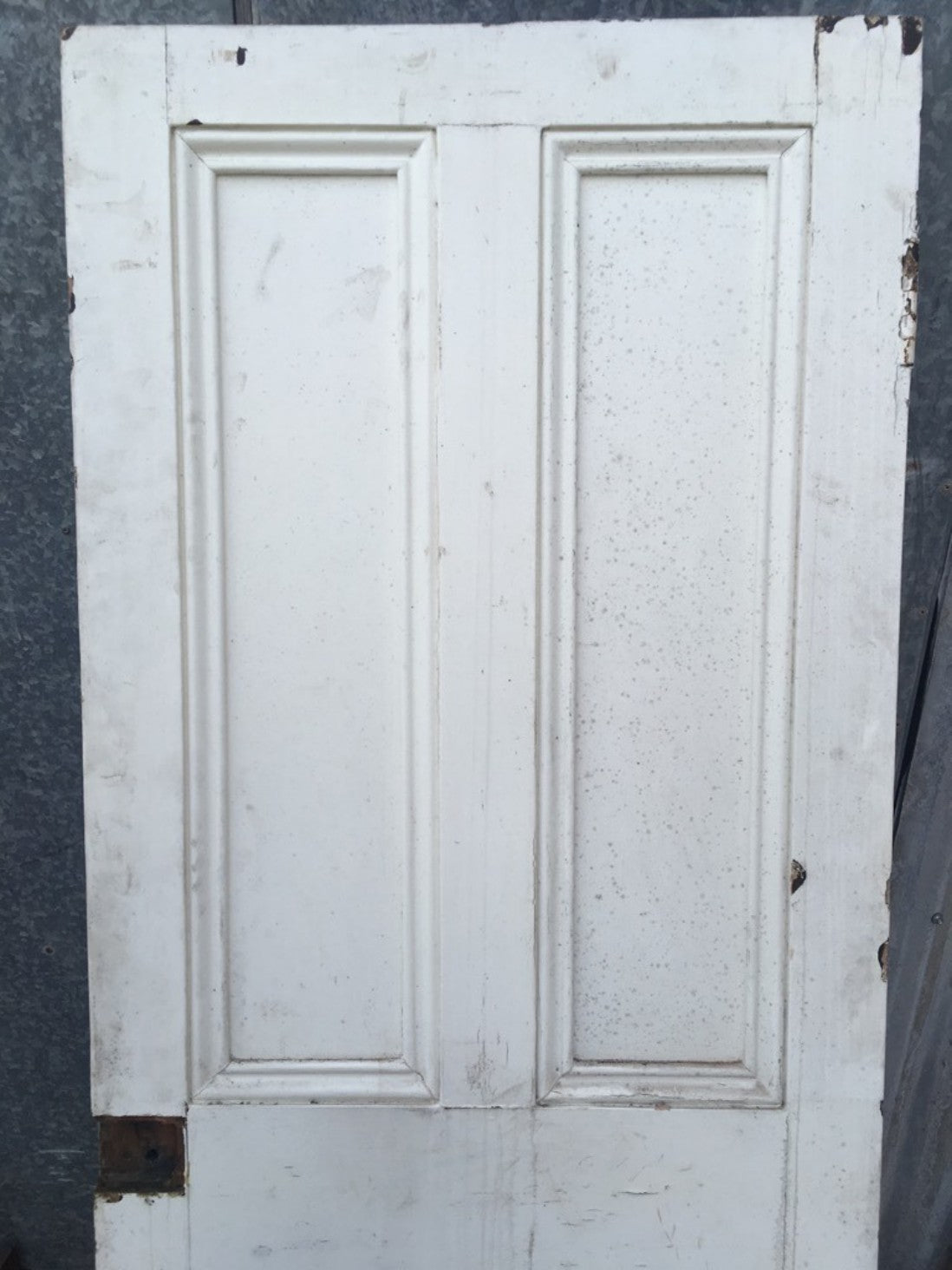 29"x73" Reclaimed Old Victorian Beaded 4 Panel Painted Pine Door