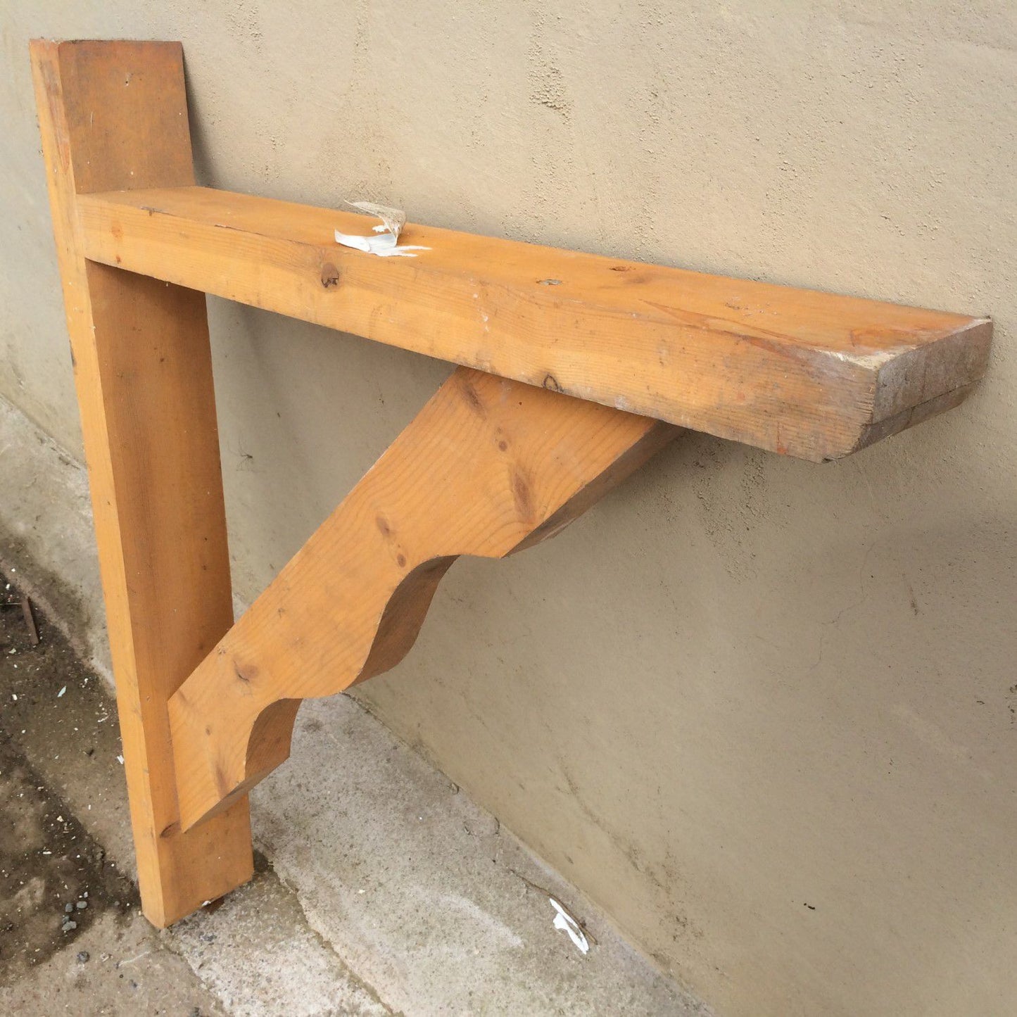 Large Chunky Pair Of Reclaimed Pine Shelf Wall Brackets