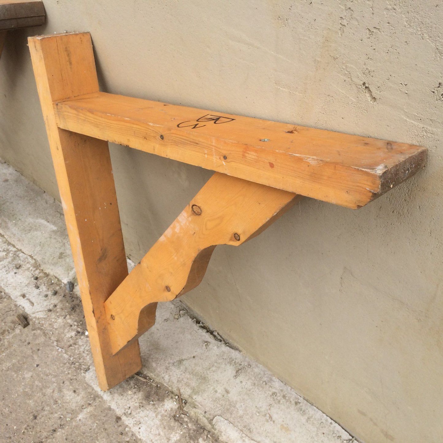 Large Chunky Pair Of Reclaimed Pine Shelf Wall Brackets