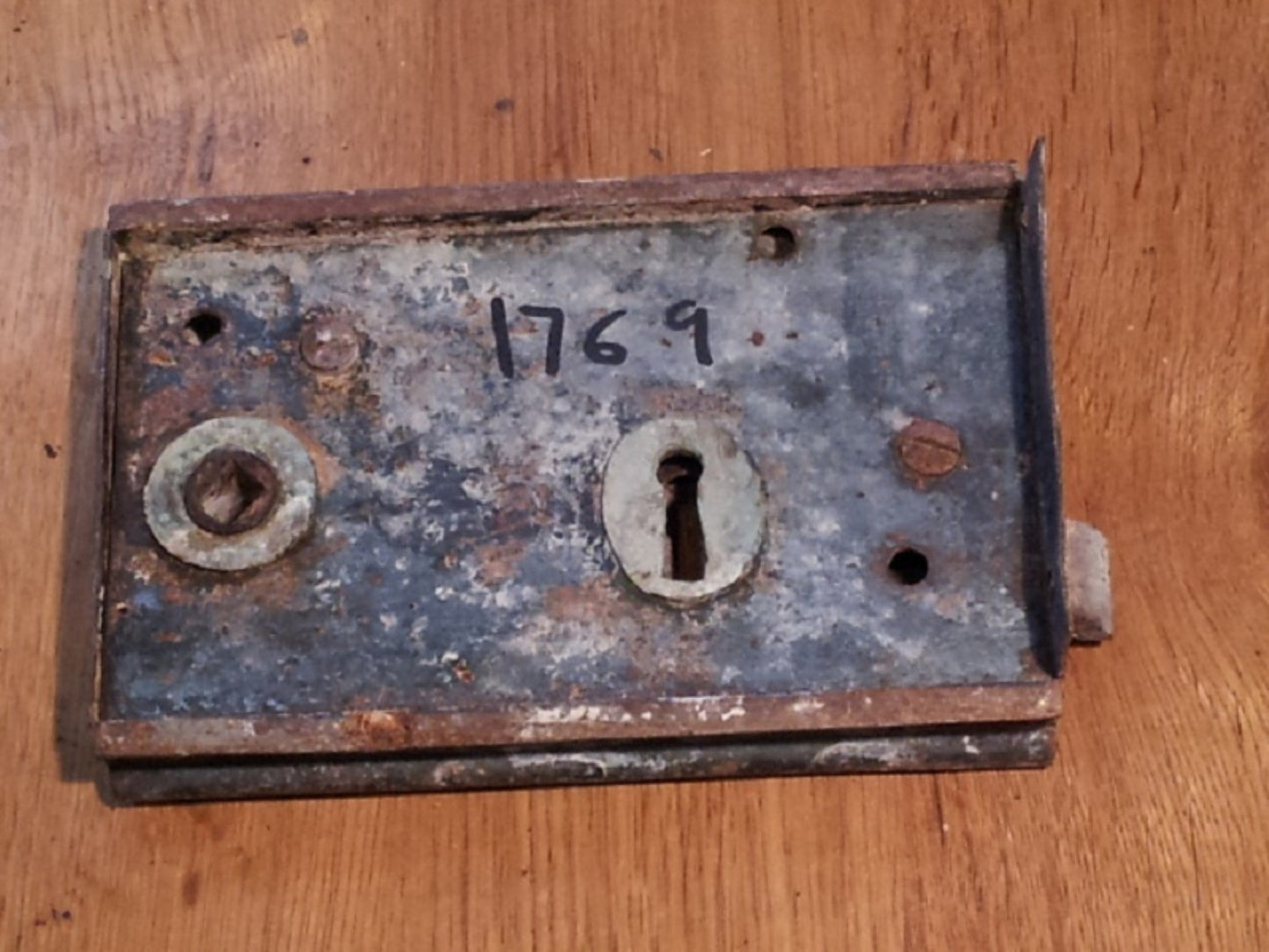 Reclaimed Victorian Left Hand Rusty Door Rim Lock