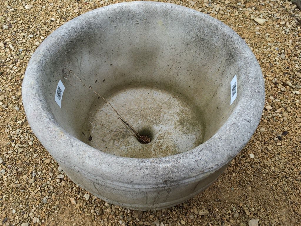 Lovely New Modern Concrete 15" Barrel Style Garden Stone Planter Pot