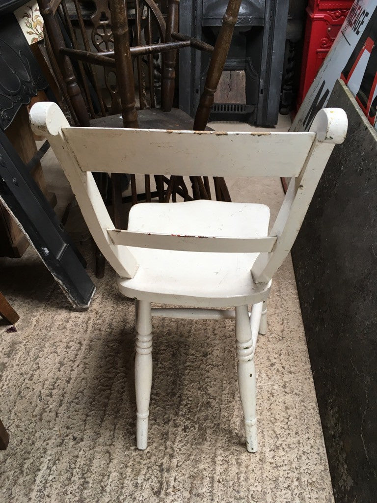 Reclaimed Antique Victorian Beech And Elm Chair Painted White