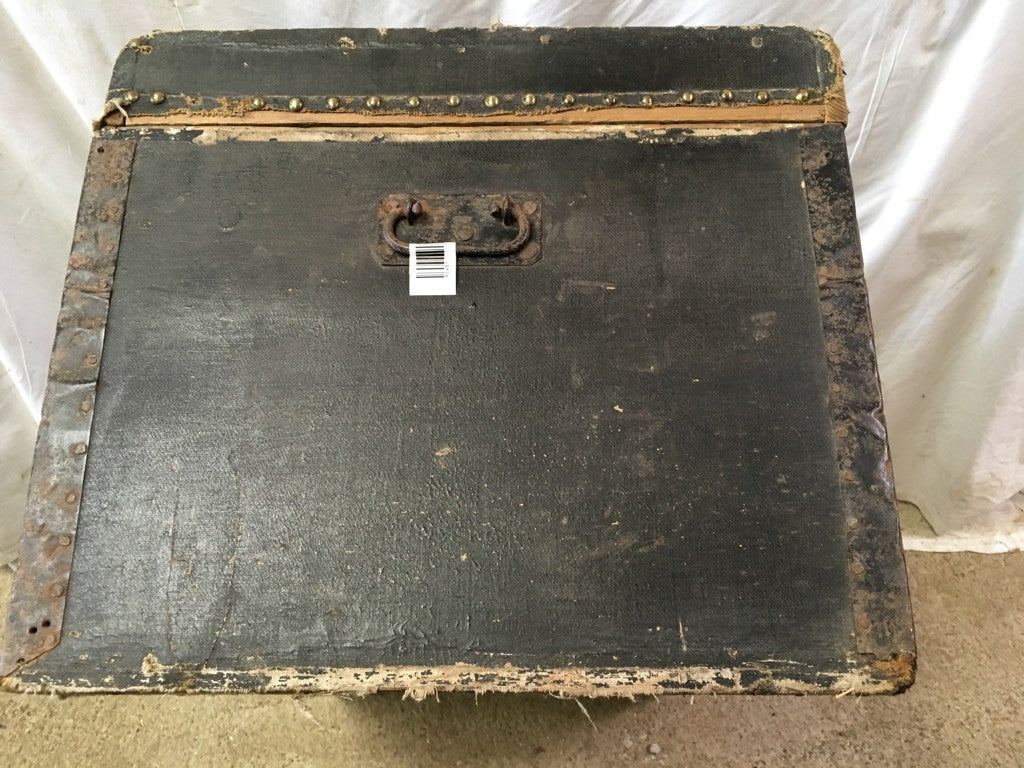 Reclaimed Old Pine & Oil Cloth Travelling Trunk 28" Long