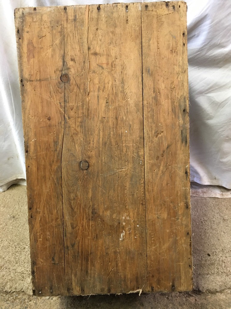 Reclaimed Old Pine & Oil Cloth Travelling Trunk 28" Long