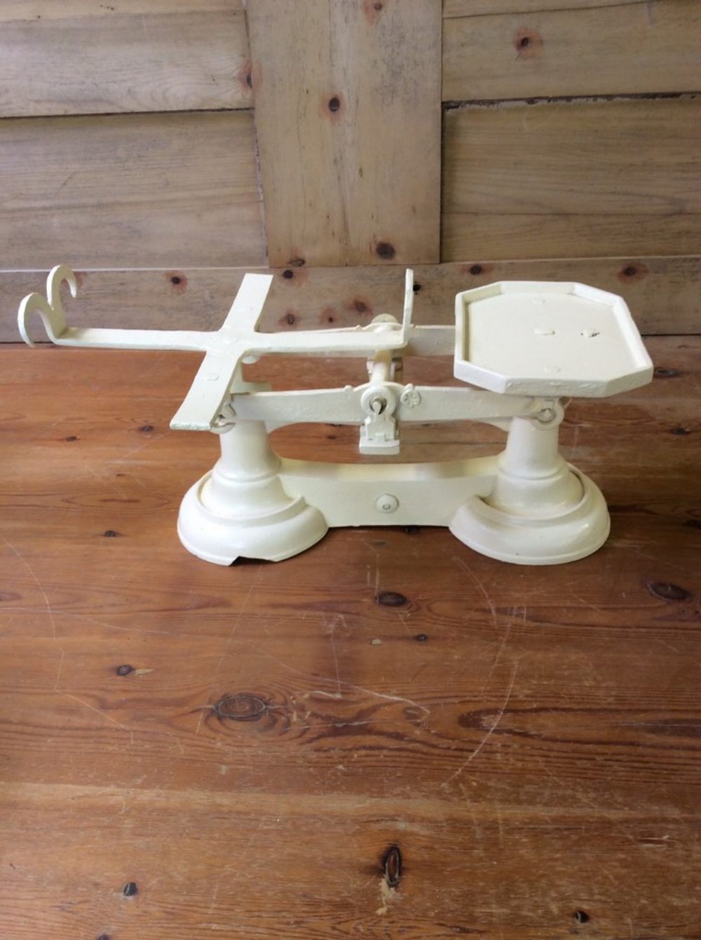 Salvaged 1930s Cast Iron Weighing Scales Cream 19 5/8”