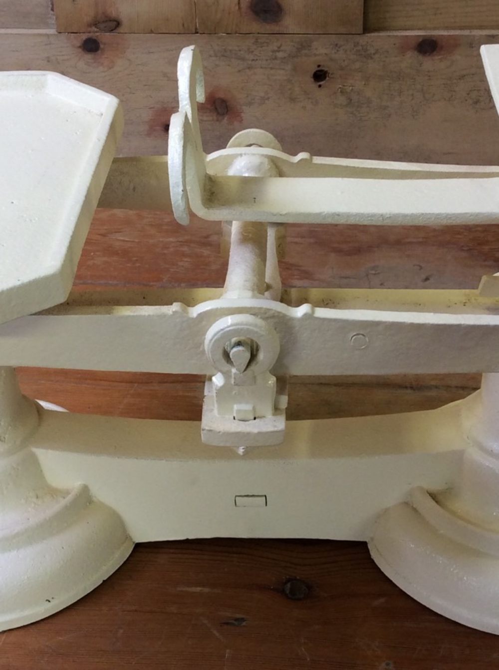 Salvaged 1930s Cast Iron Weighing Scales Cream 19 5/8”