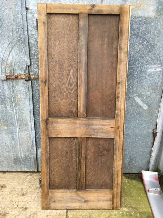 31 7/8”x77 3/4” Reclaimed 1930s Stripped Pine Four Panel 2 Over 2 Internal Door