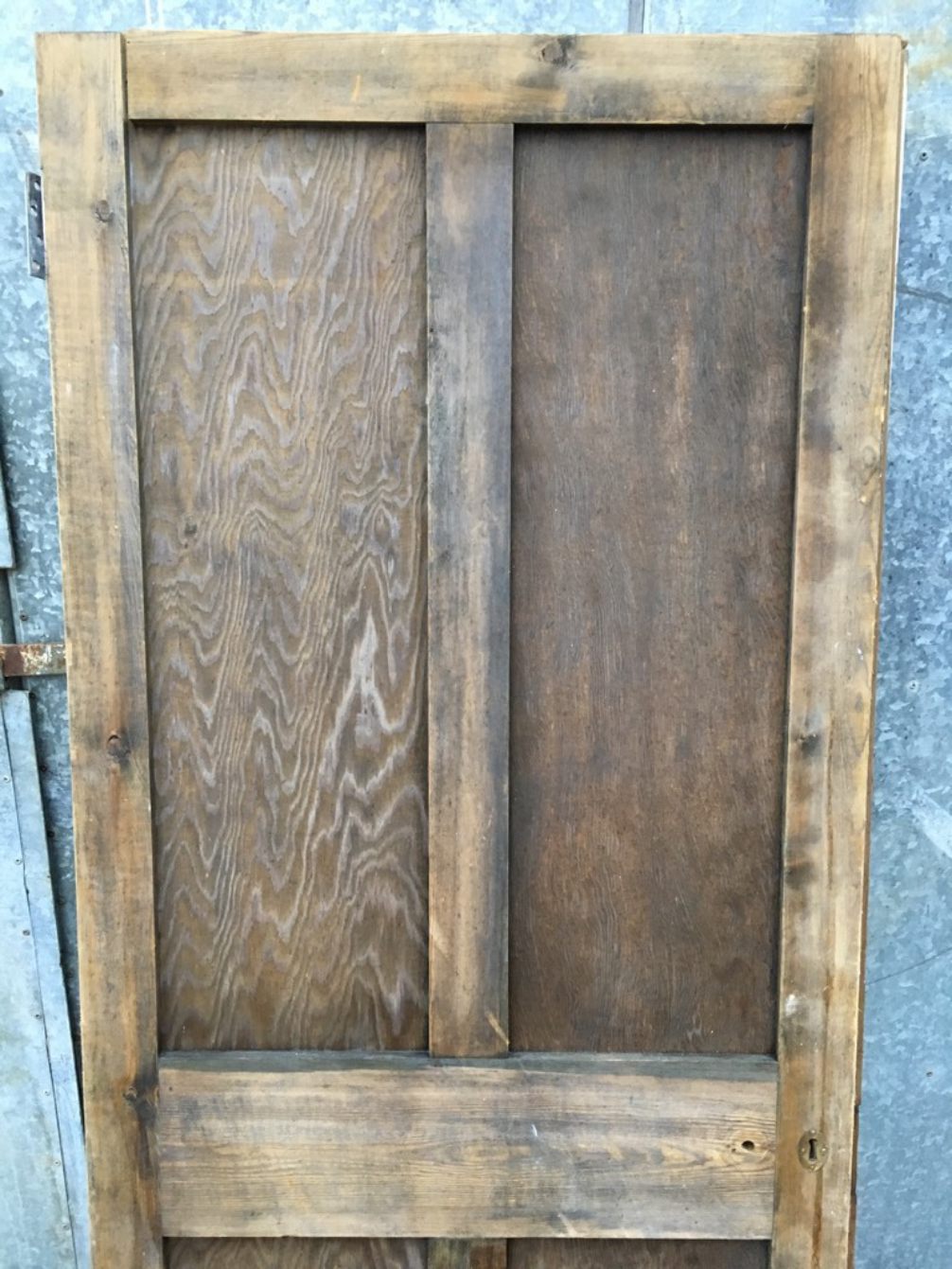 31 7/8”x77 3/4” Reclaimed 1930s Stripped Pine Four Panel 2 Over 2 Internal Door