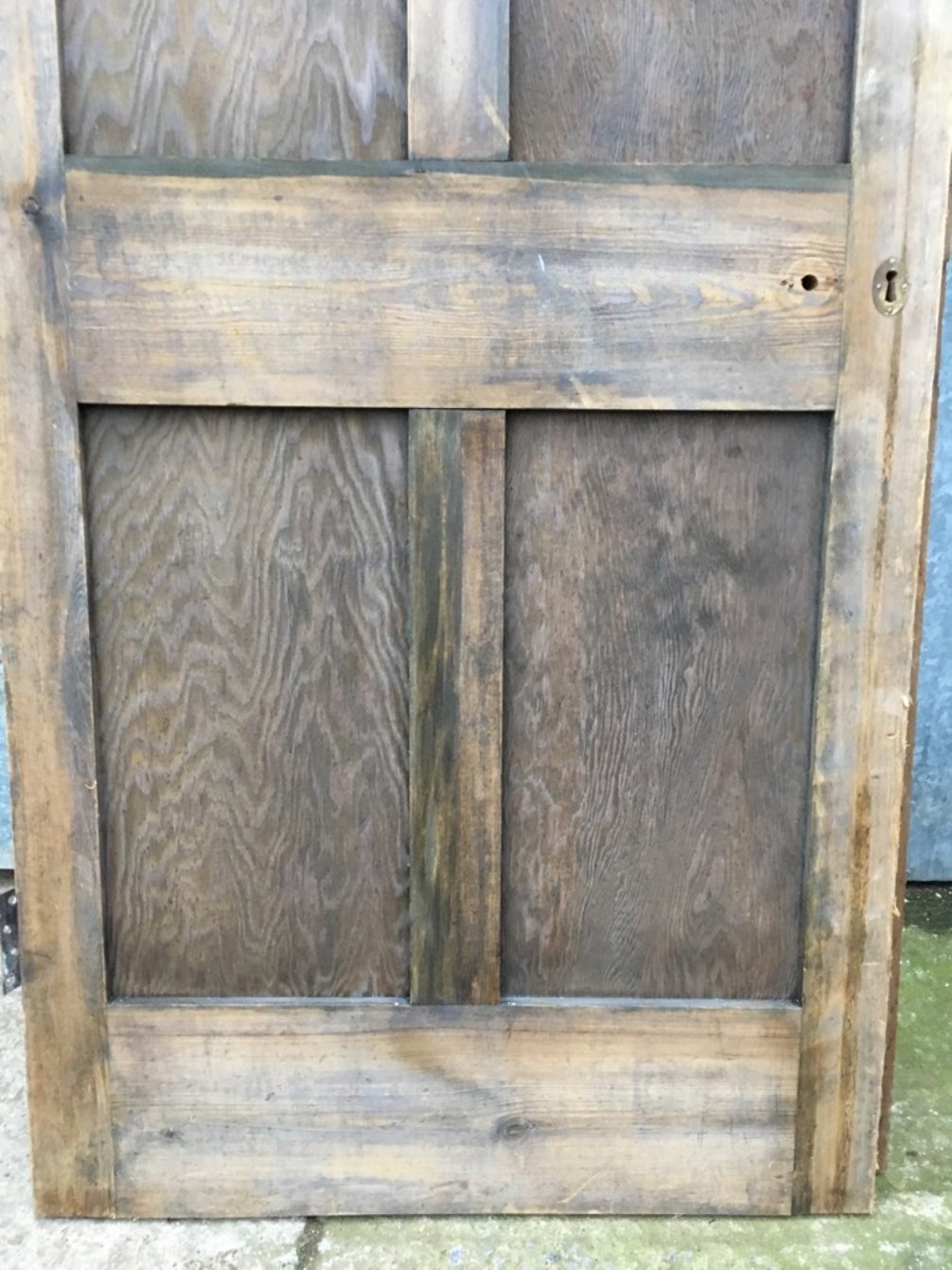 31 7/8”x77 3/4” Reclaimed 1930s Stripped Pine Four Panel 2 Over 2 Internal Door