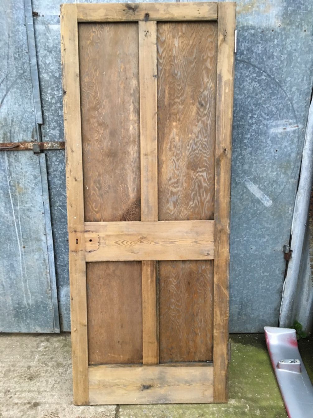 31 7/8”x77 3/4” Reclaimed 1930s Stripped Pine Four Panel 2 Over 2 Internal Door