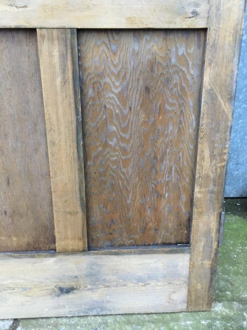 31 7/8”x77 3/4” Reclaimed 1930s Stripped Pine Four Panel 2 Over 2 Internal Door