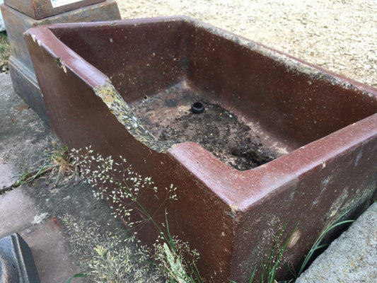 Vintage 1930s Salt Glazed Brown Deep Feed Concrete Trough Garden Planter 60.4cm