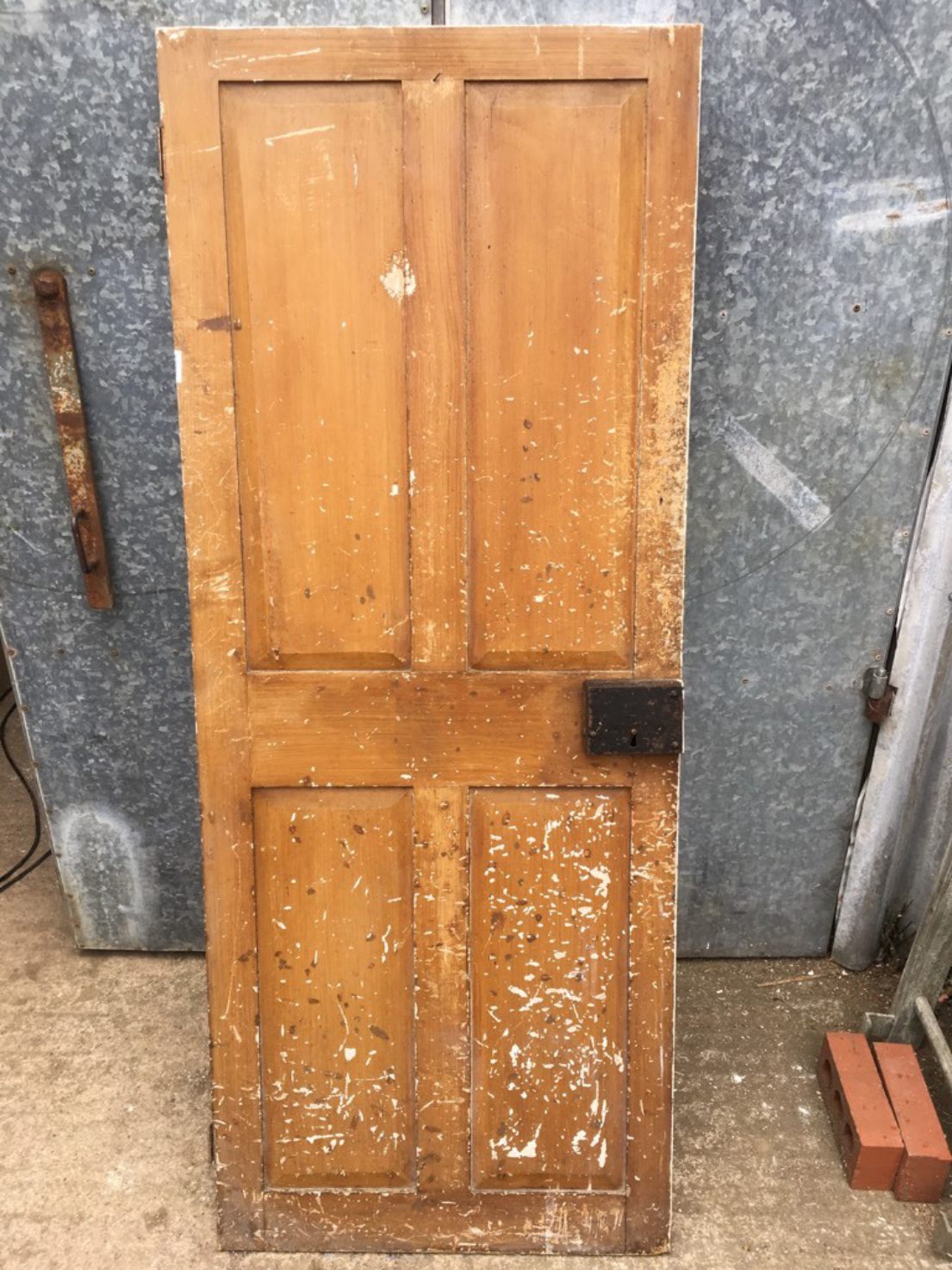 26 1/4”x65 3/4” Victorian Painted Pine Four Panel 2 Over 2 Narrow Internal Door