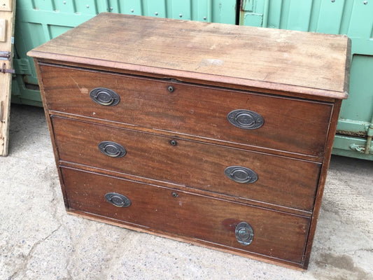 Reclaimed Antique Victorian Mahogany Large 3 Drawer Chest 84x118cm