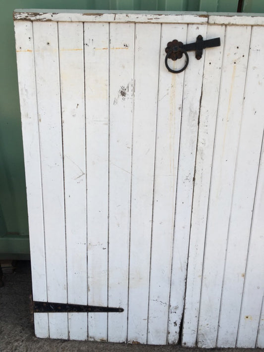 Salvaged Old Pair Of Painted Pine Wooden Garden Gates 133x131.5cm