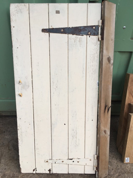 18 7/8”x39” Reclaimed Old Painted Pine 5 Plank & Ledge Narrow Internal Door