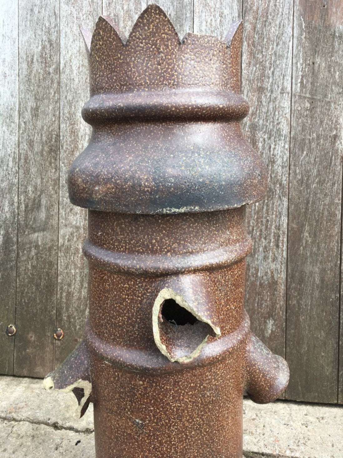 Salvaged Unusual Old Brown Clay Bishop Chimney Pot Garden Ornament 105.5cm High