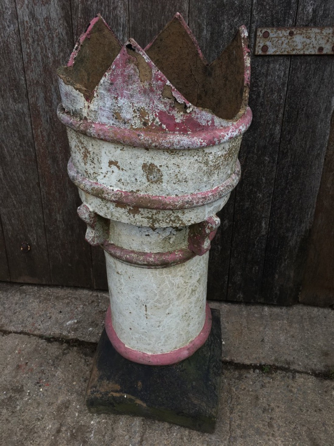 Salvaged Old Painted Clay Bishop Pot Chimney Garden Ornament 94.5cm High