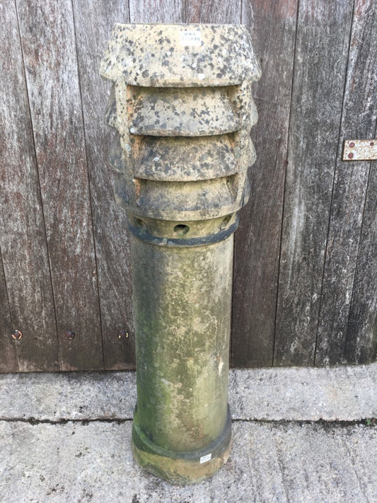 Reclaimed Old Yellow Clay Tall Louvre Chimney Pot Garden Ornament 123.5cm High