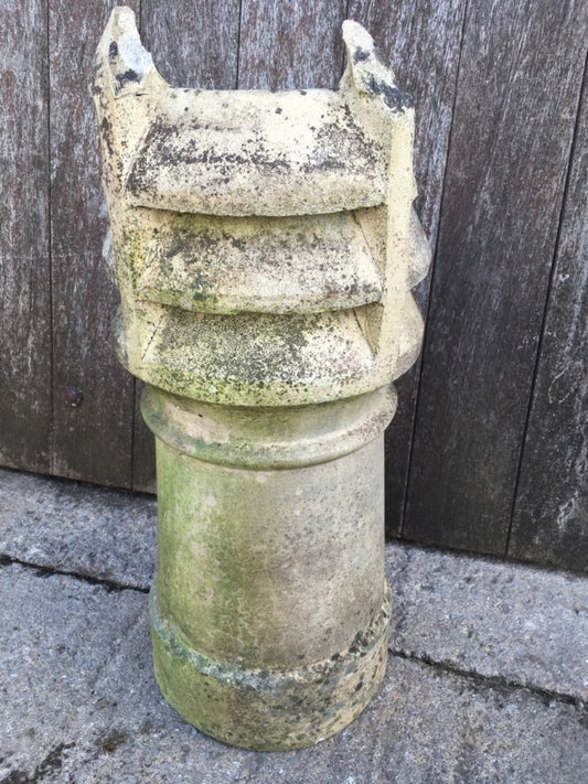 Salvaged Old Clay Louvre Chimney Pot Garden Ornament Damaged 63cm High