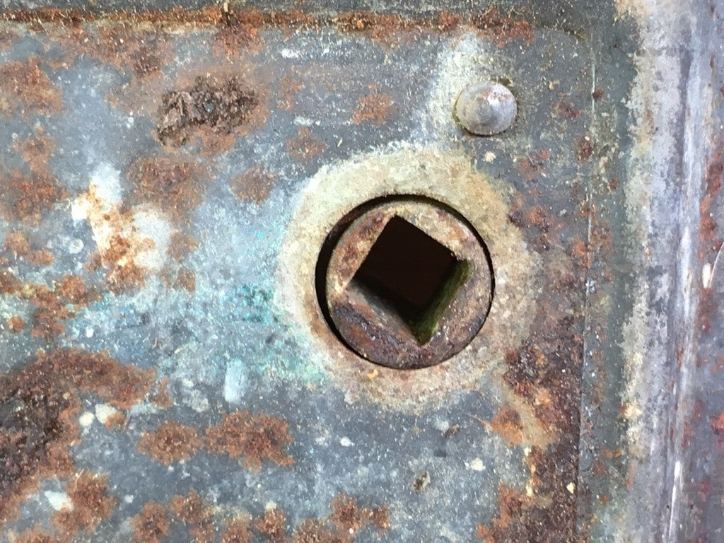 4 1/2“ X 6 1/8” Salvaged Victorian Steel & Brass Left Hand Door Lock No Key