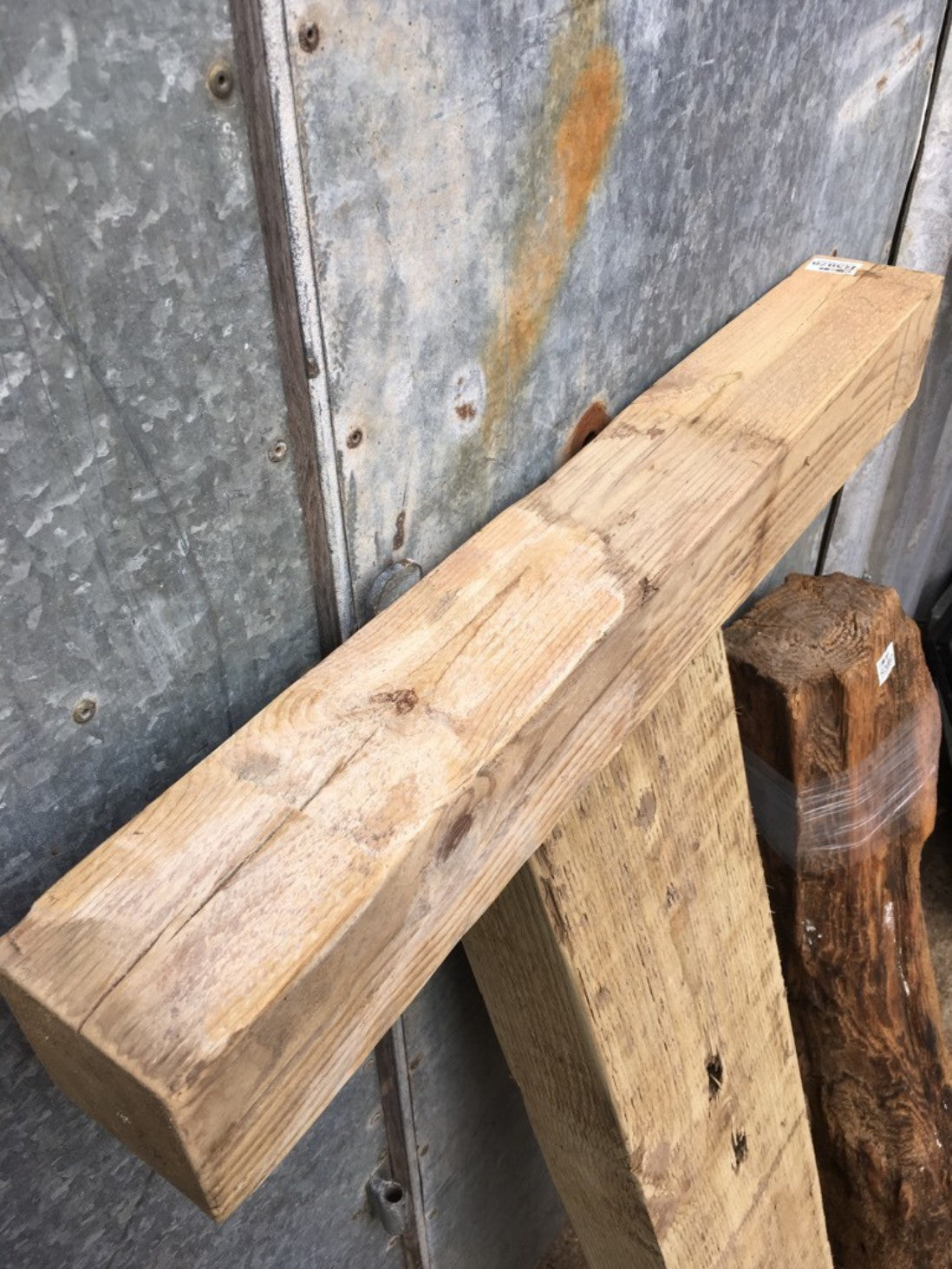 74.2cm Long Reclaimed Old Pine Timber Beam Floating Over Mantle Shelf Beam