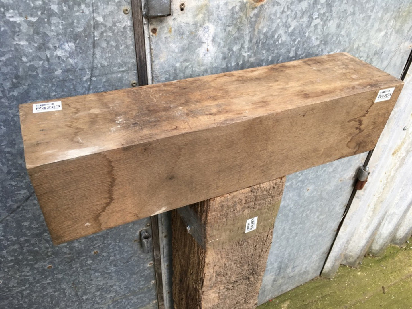 1ft 11 1/2" Or 59.7cm Long Oak Hardwood Old Salvaged Solid Beam Mantle Shelf