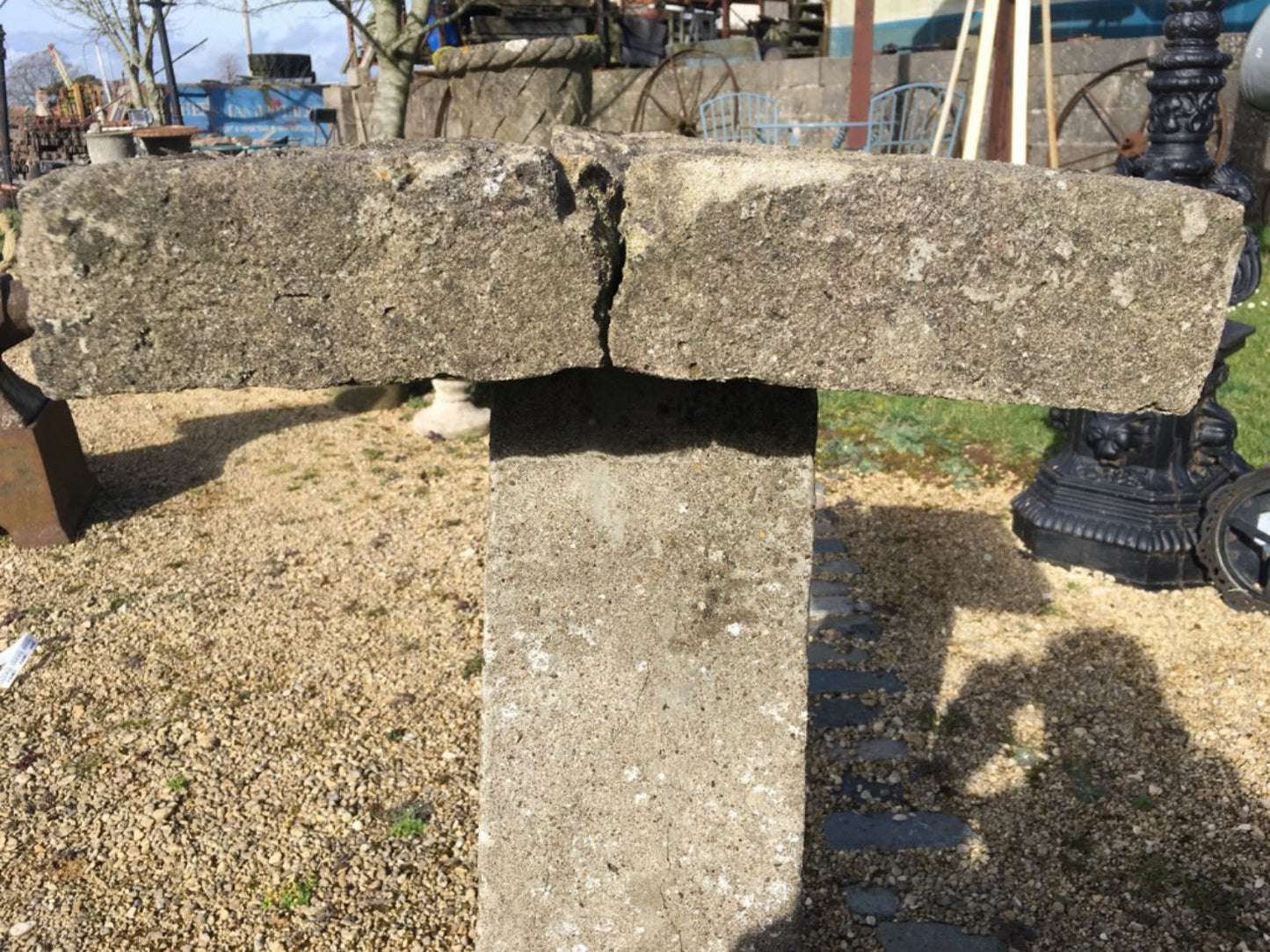 Salvaged Old Concrete 2’9” Tall Weathered Square Bird Bath