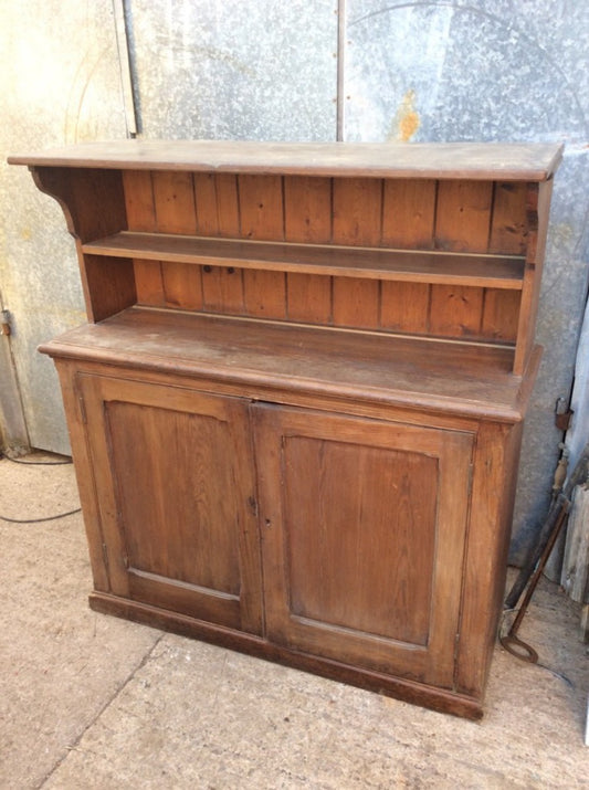 140x127cm Nice Old 1930s Reclaimed Pitch Pine Solid Court Cupboard Dresser